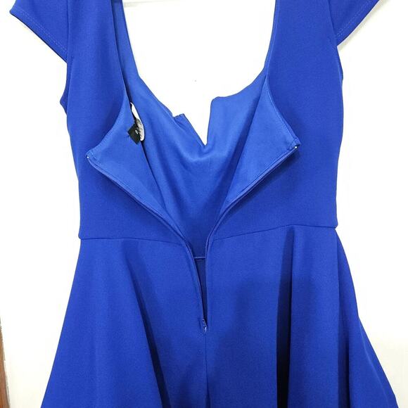 B. Darlin Royal Blue V-Neck Layered Party Dress Mini Size 7/8 Medium Stretch - Picture 6 of 7